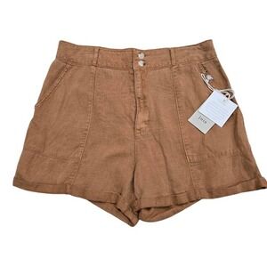 Joie Linen Casual‎ Shorts Women's 8 Harvest Brown Comfort Boho Pockets Cargo